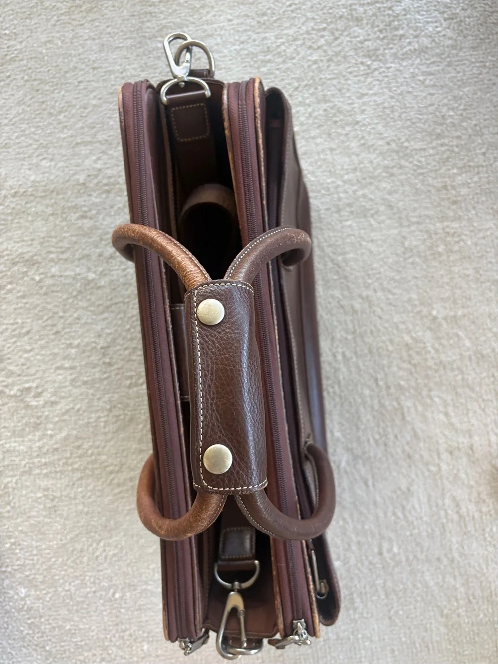 Vintage Cole Haan Brown Leather Briefcase with Shoulder Strap